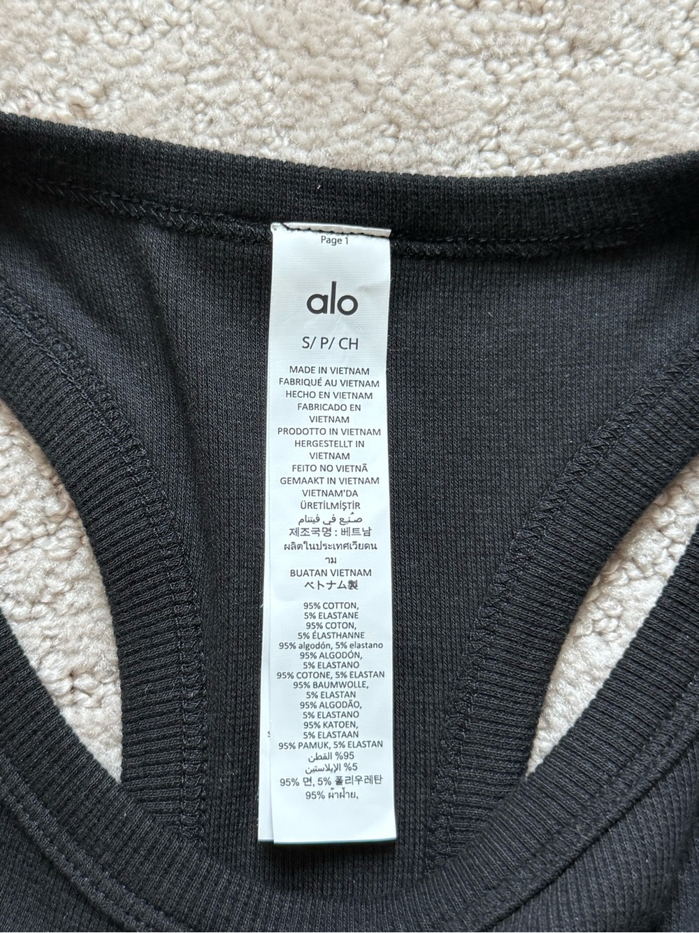 ALO Yoga Black Ribbed High-Neck Crop Tank - Picture 6 of 7
